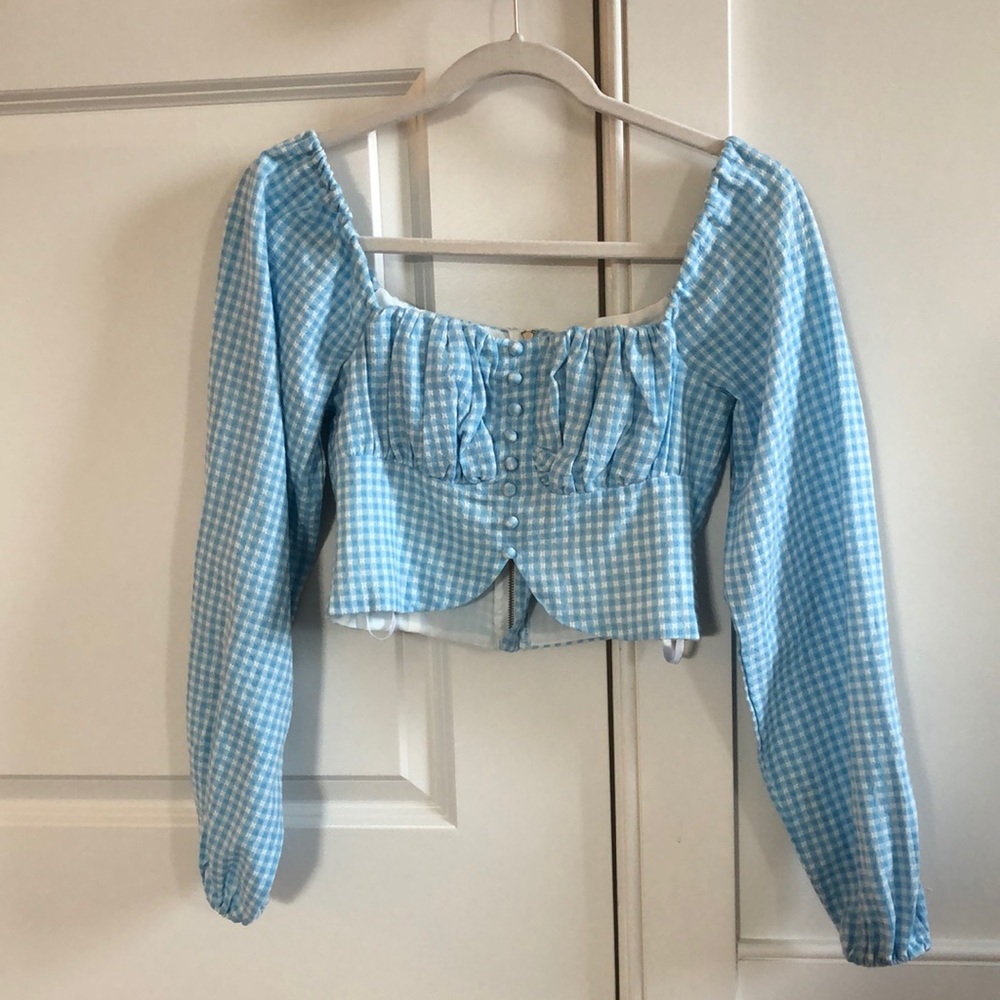 NWT Super Down Puff Sleeve Crop Top